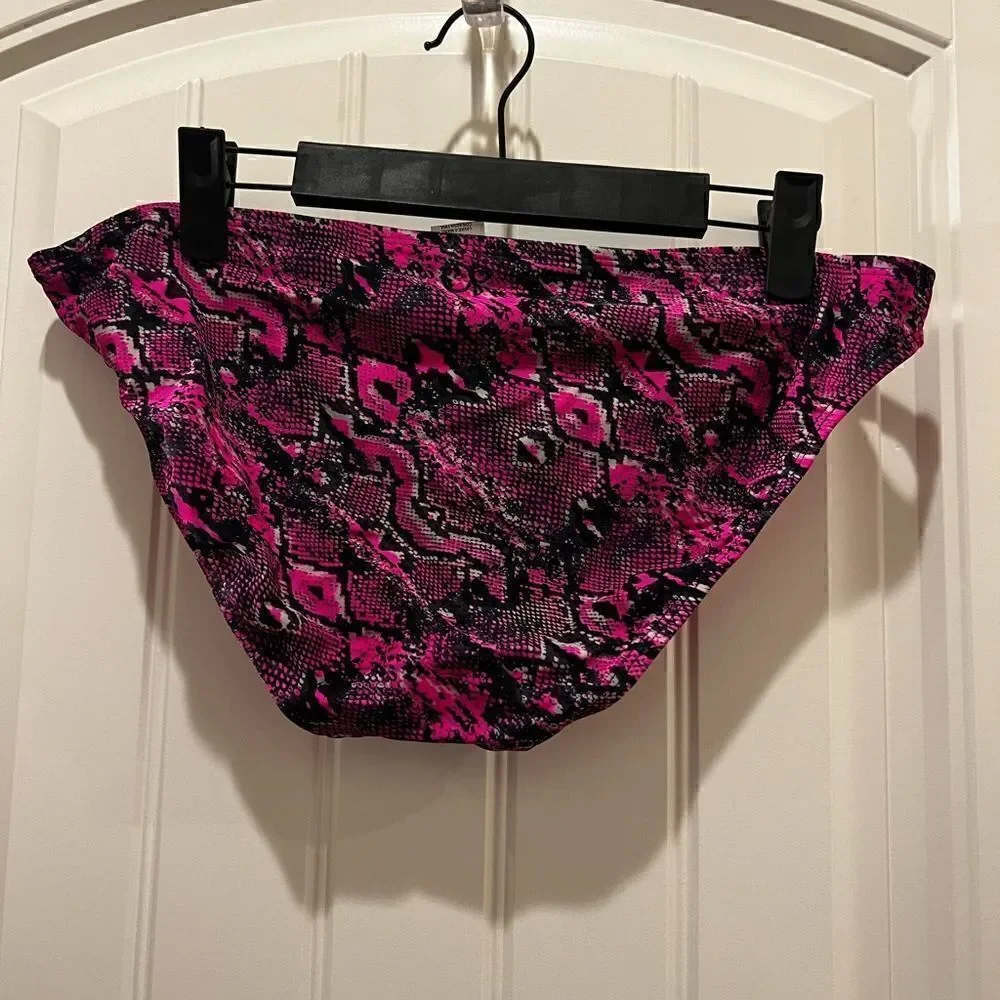 OP pink snake print swim bottoms XL.  NWOT.